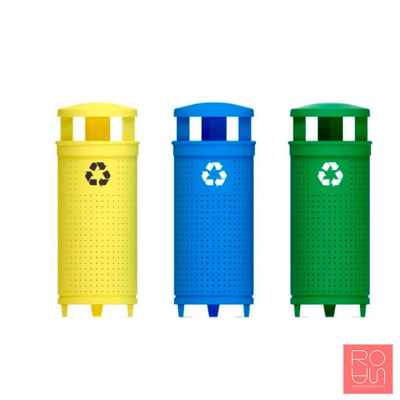 Paperera amb barret 3 residus de reciclatge